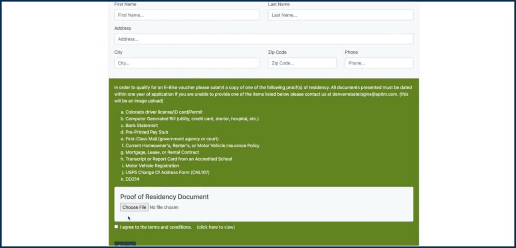Denver Ebike Rebate Application Form