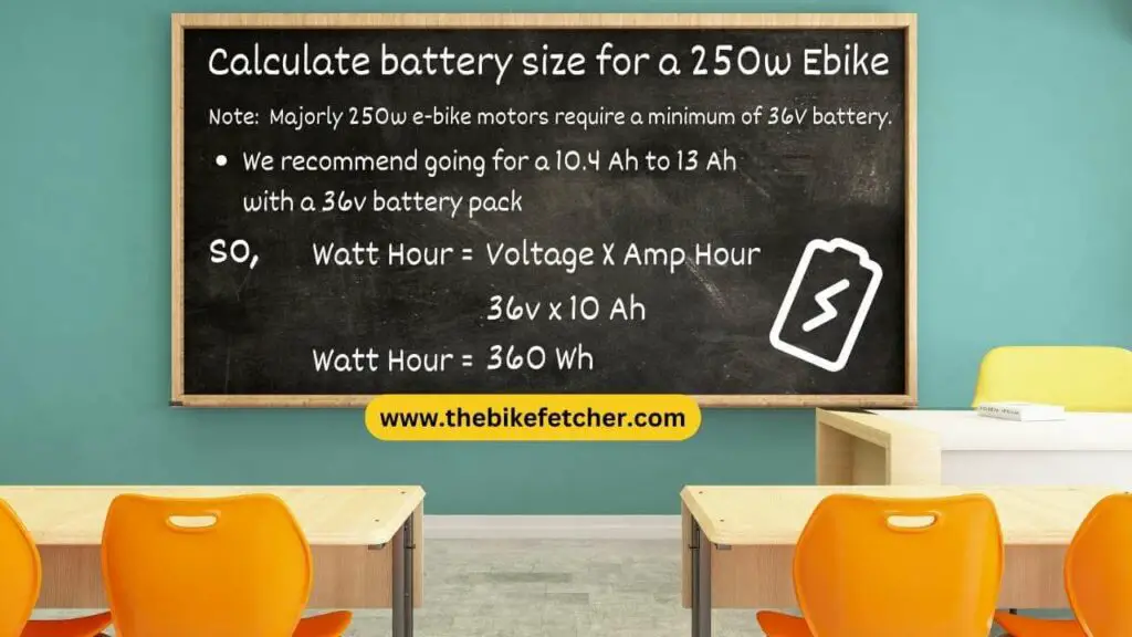 battery size for a 250w Electric bike