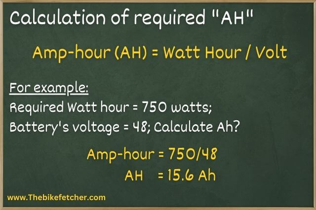 calculation of battery size for 750w ebike