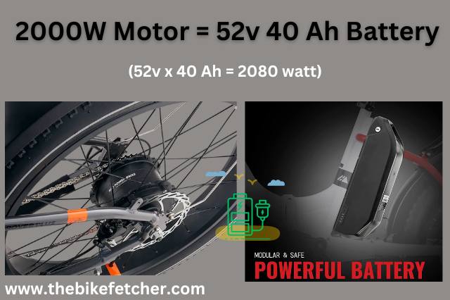 2000w ebike motor needs 52v 40ah battery for excellent performance